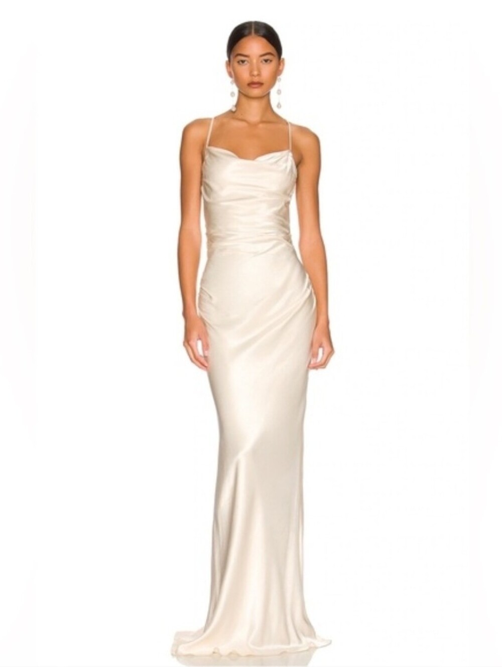 Shona Joy Cream Maxi Backless Slip Dress